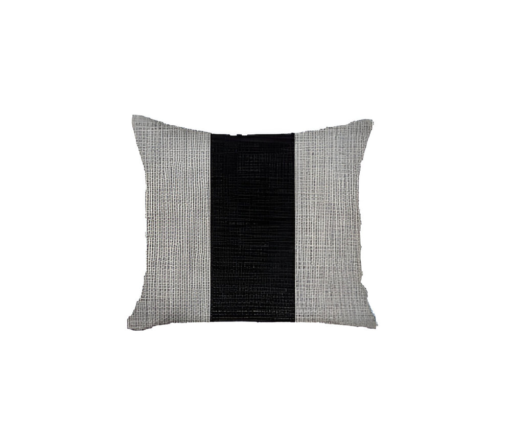 Homeroots Set Of Two 18" X 18" Grey And Black Geometric Zippered Handmade Polyester Throw Pillow   471759