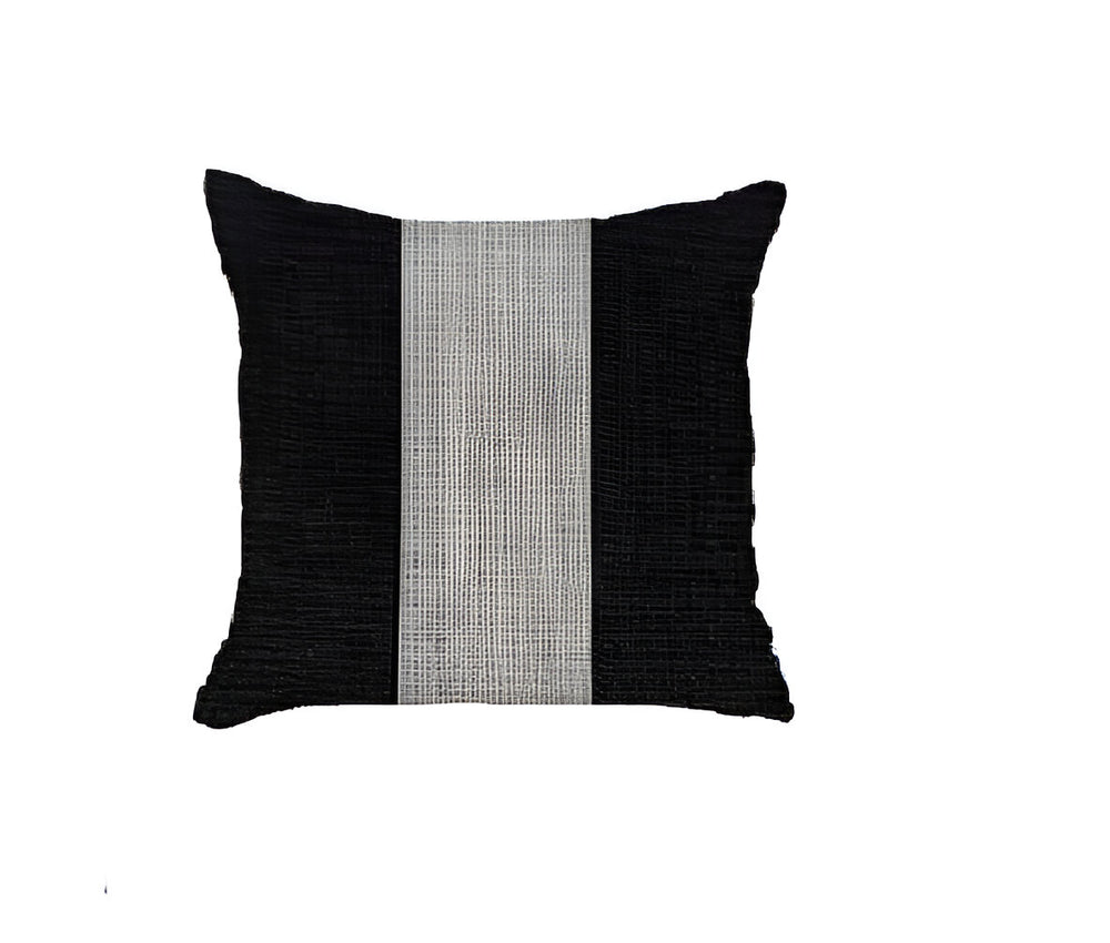 Homeroots Set Of Two 18" X 18" Grey And Black Geometric Zippered Handmade Polyester Throw Pillow   471760
