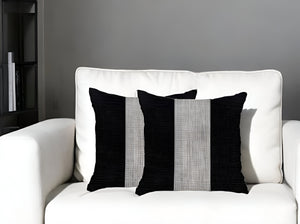 Homeroots Set Of Two 18" X 18" Grey And Black Geometric Zippered Handmade Polyester Throw Pillow   471760