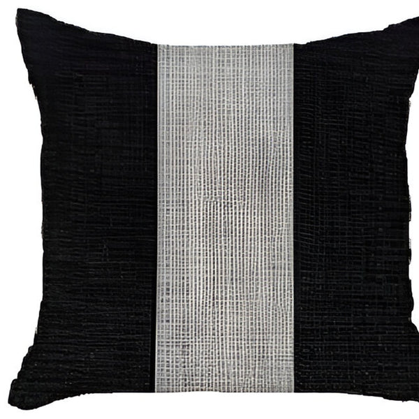 Homeroots Set Of Two 18" X 18" Grey And Black Geometric Zippered Handmade Polyester Throw Pillow   471760
