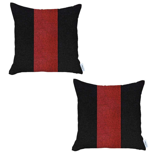 Homeroots Set Of Two 18" X 18" Grey And Black Geometric Zippered Handmade Polyester Throw Pillow   471761