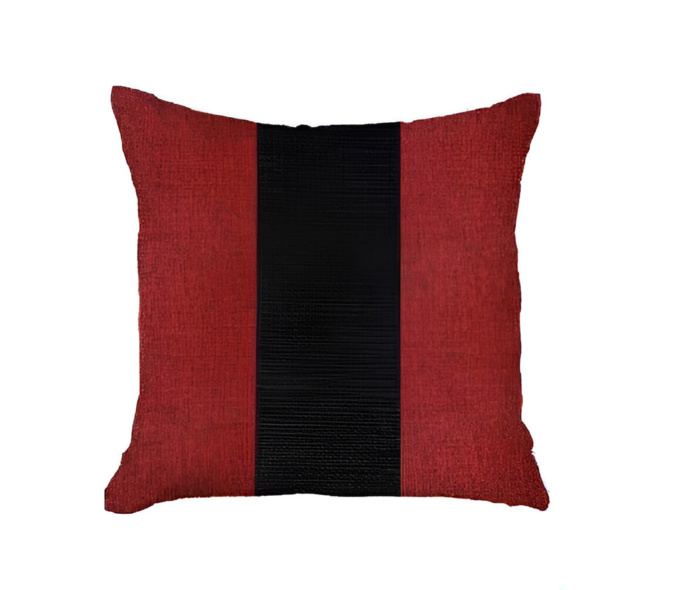 Homeroots Set Of Two 18" X 18" Black And Red Geometric Zippered Handmade Polyester Throw Pillow   471762