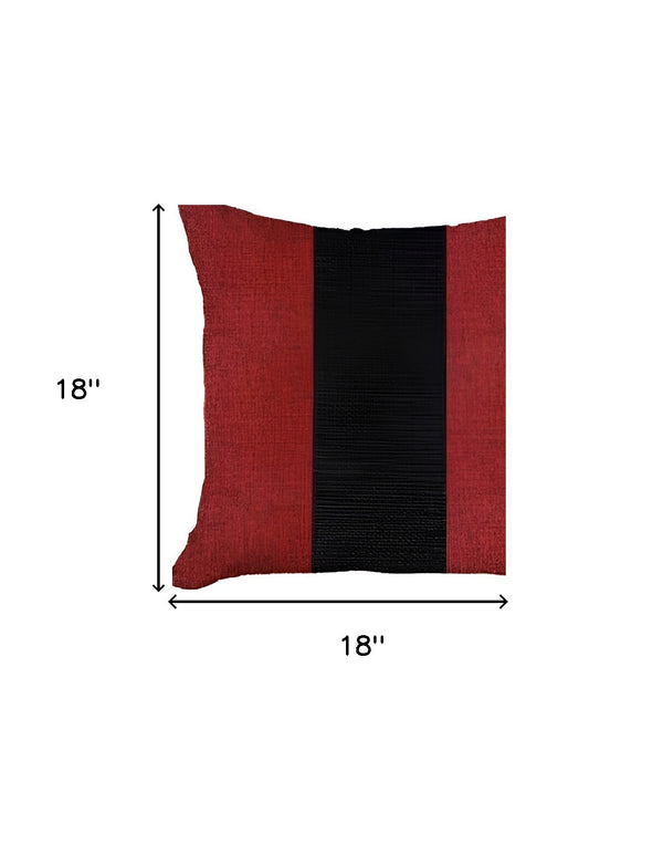 Homeroots Set Of Two 18" X 18" Black And Red Geometric Zippered Handmade Polyester Throw Pillow   471762