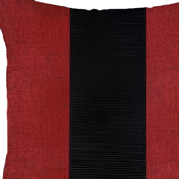 Homeroots Set Of Two 18" X 18" Black And Red Geometric Zippered Handmade Polyester Throw Pillow   471762