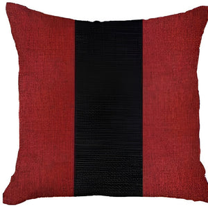 Homeroots Set Of Two 18" X 18" Black And Red Geometric Zippered Handmade Polyester Throw Pillow   471762
