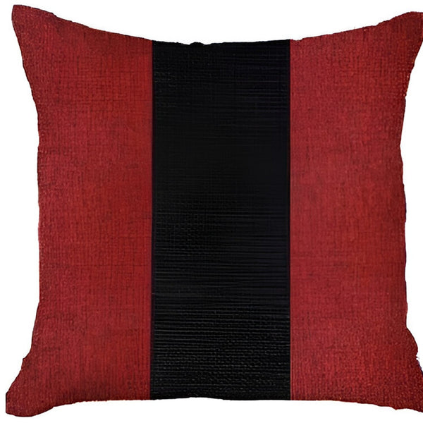 Homeroots Set Of Two 18" X 18" Black And Red Geometric Zippered Handmade Polyester Throw Pillow   471762