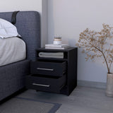 English Elm Black 2-Drawer Nightstand