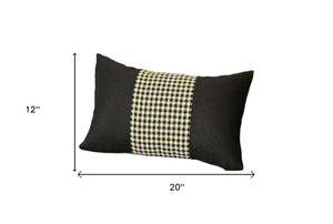 Homeroots Set Of Two 12" X 20" Black And Yellow Houndstooth Fabric Lumbar Throw Pillows   471772