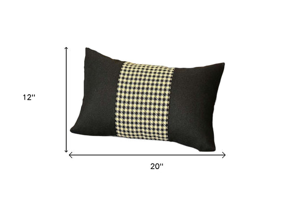 Homeroots Set Of Two 12" X 20" Black And Yellow Houndstooth Fabric Lumbar Throw Pillows   471772