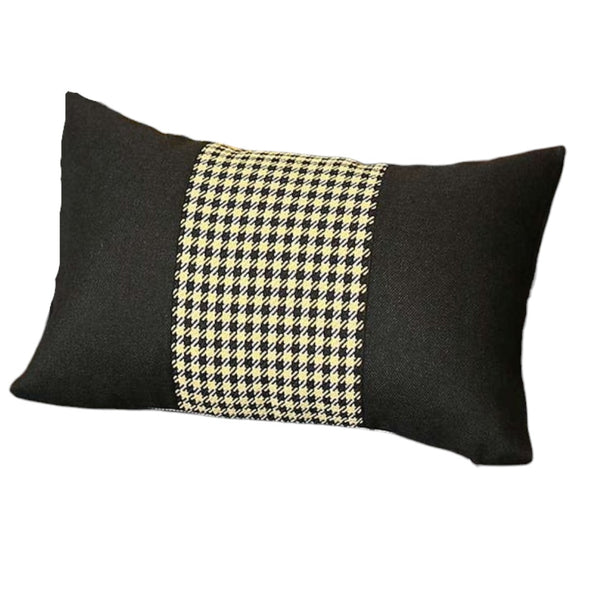 Homeroots Set Of Two 12" X 20" Black And Yellow Houndstooth Fabric Lumbar Throw Pillows   471772