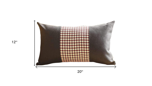 Homeroots Set Of Two 12" X 20" Black Red And White Houndstooth Fabric Lumbar Throw Pillows   471773