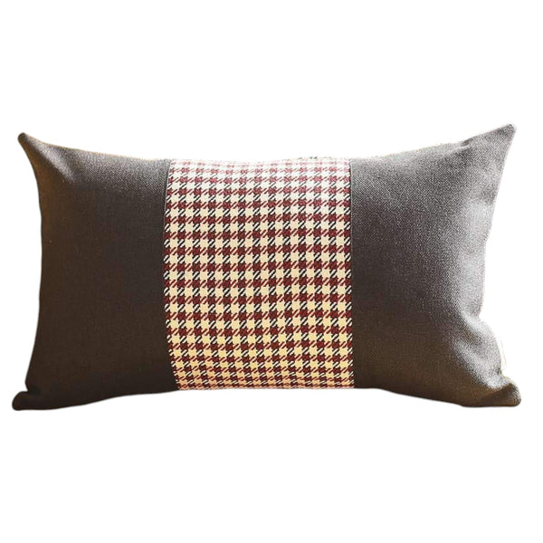 Homeroots Set Of Two 12" X 20" Black Red And White Houndstooth Fabric Lumbar Throw Pillows   471773