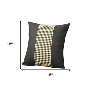 Homeroots Set Of Two 18" Black And Yellow Houndstooth Fabric Throw Pillows   471776