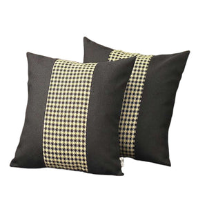 Homeroots Set Of Two 18" Black And Yellow Houndstooth Fabric Throw Pillows   471776