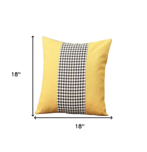 Homeroots Set Of Two 18" Yellow Black And White Houndstooth Fabric Throw Pillows   471777