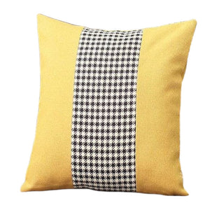 Homeroots Set Of Two 18" Yellow Black And White Houndstooth Fabric Throw Pillows   471777