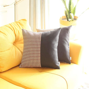 Homeroots Set Of Two 18" X 18" Black And Red Houndstooth Zippered Handmade Polyester Throw Pillow   471780