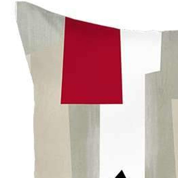 Homeroots Set Of Two 18" X 18" Gray White Black And Red Abstract Zippered Handmade Polyester Throw Pillow   471781