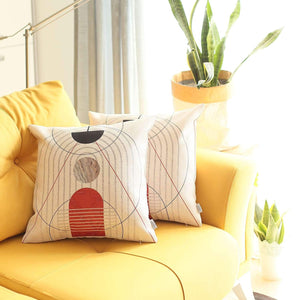 Homeroots Set Of Two 18" X 18" Black And Red Abstract Zippered Handmade Polyester Throw Pillow   471782