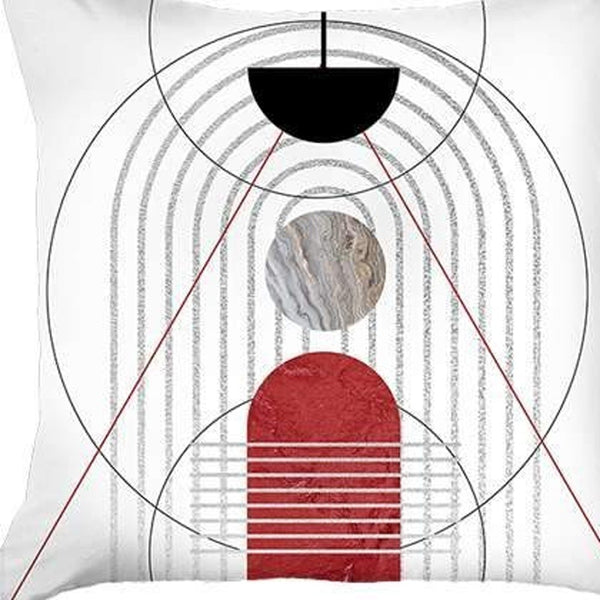 Homeroots Set Of Two 18" X 18" Black And Red Abstract Zippered Handmade Polyester Throw Pillow   471782