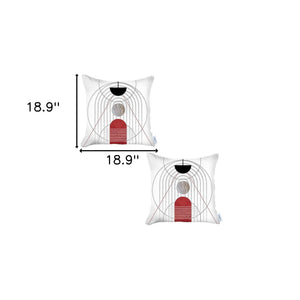 Homeroots Set Of Two 18" X 18" Black And Red Abstract Zippered Handmade Polyester Throw Pillow   471782