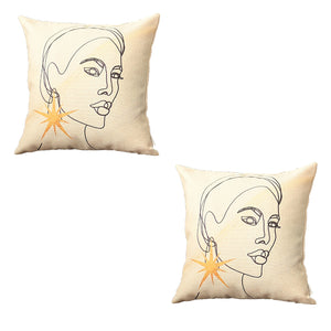 Homeroots Set Of Two 18" Beige And Black Throw Pillow   471783