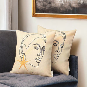 Homeroots Set Of Two 18" Beige And Black Throw Pillow   471783