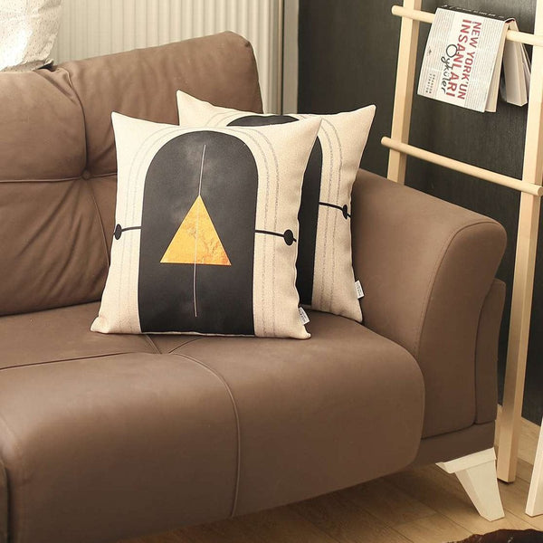 Homeroots Set Of Two 18" X 18" White Black And Gold Abstract Zippered Handmade Polyester Throw Pillow   471784