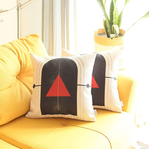 Homeroots Set Of Two 18" X 18" Black And Red Abstract Zippered Handmade Polyester Throw Pillow   471785
