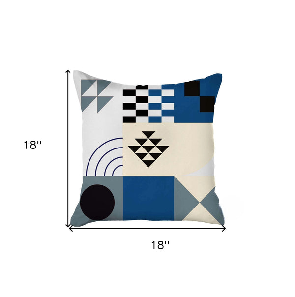 Homeroots Set Of Two 18" X 18" Blue And Black Polyester Abstract Zippered Pillow   471792