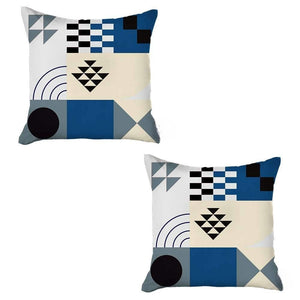Homeroots Set Of Two 18" X 18" Blue And Black Polyester Abstract Zippered Pillow   471792