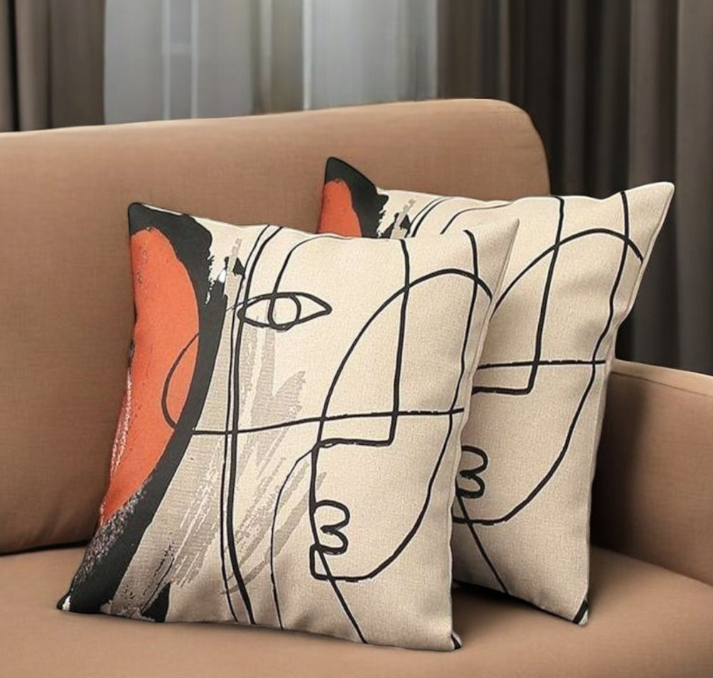 Homeroots Set Of Two 18" X 18" Gray And Black Abstract Polyester Zippered Pillow   471795