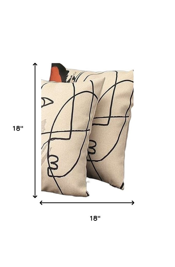 Homeroots Set Of Two 18" X 18" Gray And Black Abstract Polyester Zippered Pillow   471795