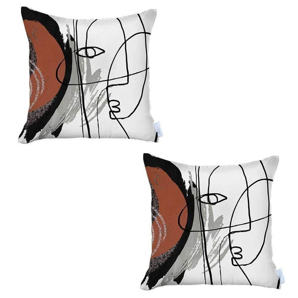 Homeroots Set Of Two 18" X 18" Gray And Black Abstract Polyester Zippered Pillow   471795