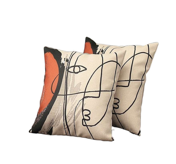 Homeroots Set Of Two 18" X 18" Gray And Black Abstract Polyester Zippered Pillow   471795