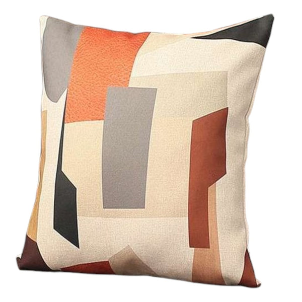 Homeroots Set Of Two 18" X 18" Gray Black White Red And Brown Polyester Abstract Zippered Pillow   471797