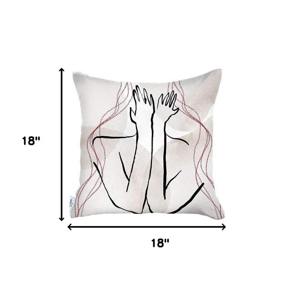 Homeroots Set Of Two 18" X 18" Gray And Black Abstract Polyester Zippered Pillow   471798