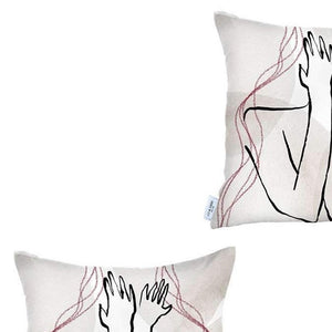 Homeroots Set Of Two 18" X 18" Gray And Black Abstract Polyester Zippered Pillow   471798