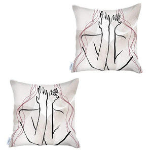 Homeroots Set Of Two 18" X 18" Gray And Black Abstract Polyester Zippered Pillow   471798