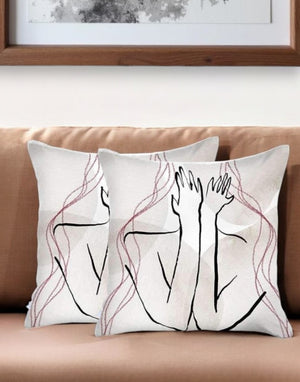 Homeroots Set Of Two 18" X 18" Gray And Black Abstract Polyester Zippered Pillow   471798