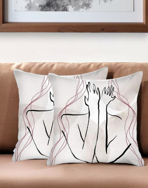 Homeroots Set Of Two 18" X 18" Gray And Black Abstract Polyester Zippered Pillow   471798