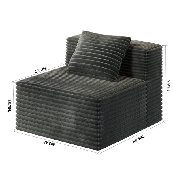 English Elm Single Corduroy Floor Sofa Modular Unit with Memory Foam Cushioning for Living Rooms W3434P329709
