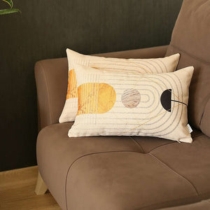 Homeroots Set Of Two 20" X 12" Black And Yellow Abstract Zippered Handmade Polyester Lumbar Pillow   471804