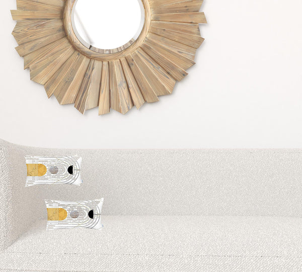 Homeroots Set Of Two 20" X 12" Black And Yellow Abstract Zippered Handmade Polyester Lumbar Pillow   471804