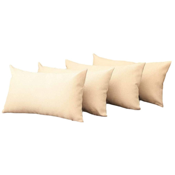HomeRoots Set of Four Ivory Lumbar Throw Pillows – Stylish 12" x 20" Cushions for Sofa, Bed & Chairs 471808