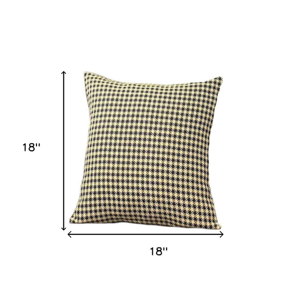 HomeRoots Set of Four 18" Yellow and Black Houndstooth Throw Pillows for Stylish Comfort and Versatile Decor 471825