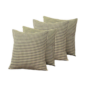 HomeRoots Set of Four 18" Yellow and Black Houndstooth Throw Pillows for Stylish Comfort and Versatile Decor 471825