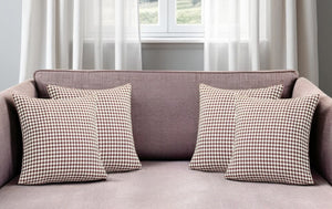 HomeRoots Set of Four 18" Red and White Houndstooth Throw Pillows for Cozy Home Decor and Gift Giving 471827