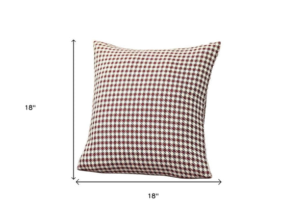 HomeRoots Set of Four 18" Red and White Houndstooth Throw Pillows for Cozy Home Decor and Gift Giving 471827