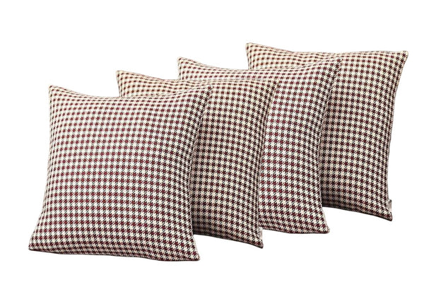 HomeRoots Set of Four 18" Red and White Houndstooth Throw Pillows for Cozy Home Decor and Gift Giving 471827